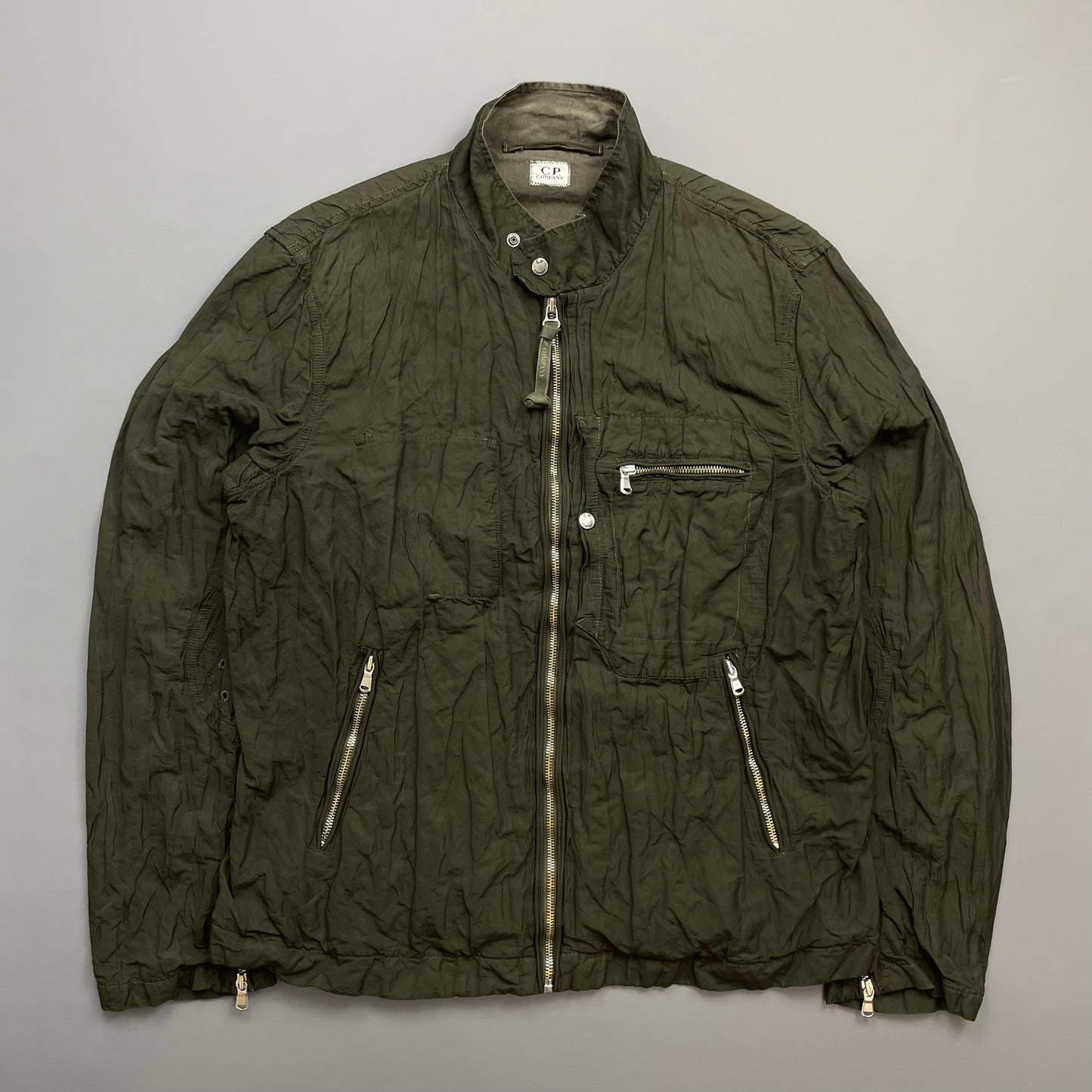 C.P. Company Khaki SS05 Nylon Metal Biker Jacket