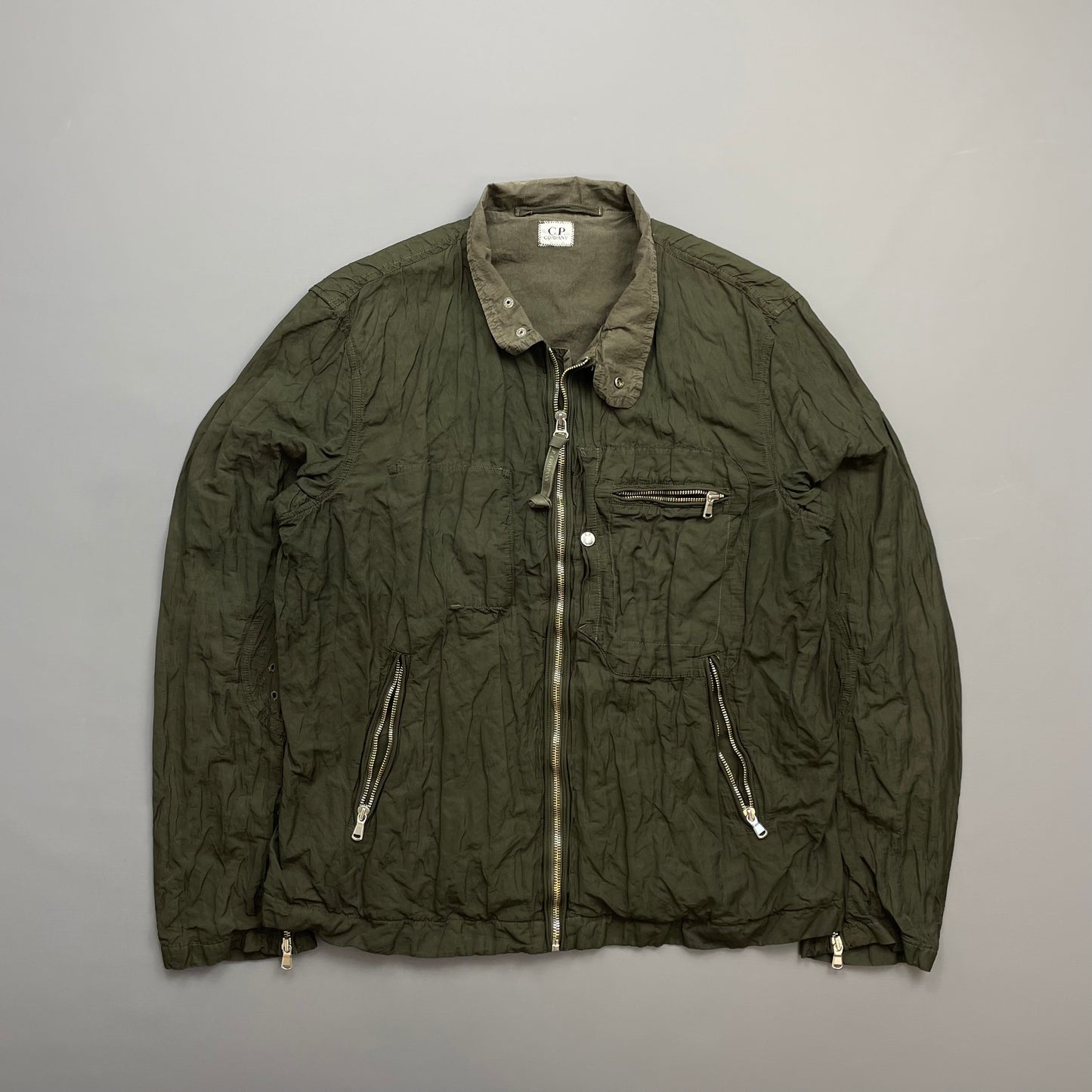 C.P. Company Khaki SS05 Nylon Metal Biker Jacket