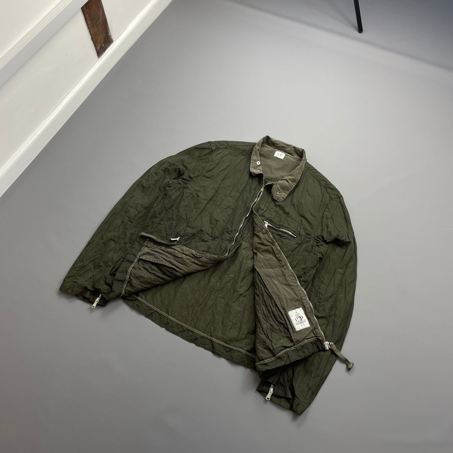 C.P. Company Khaki SS05 Nylon Metal Biker Jacket