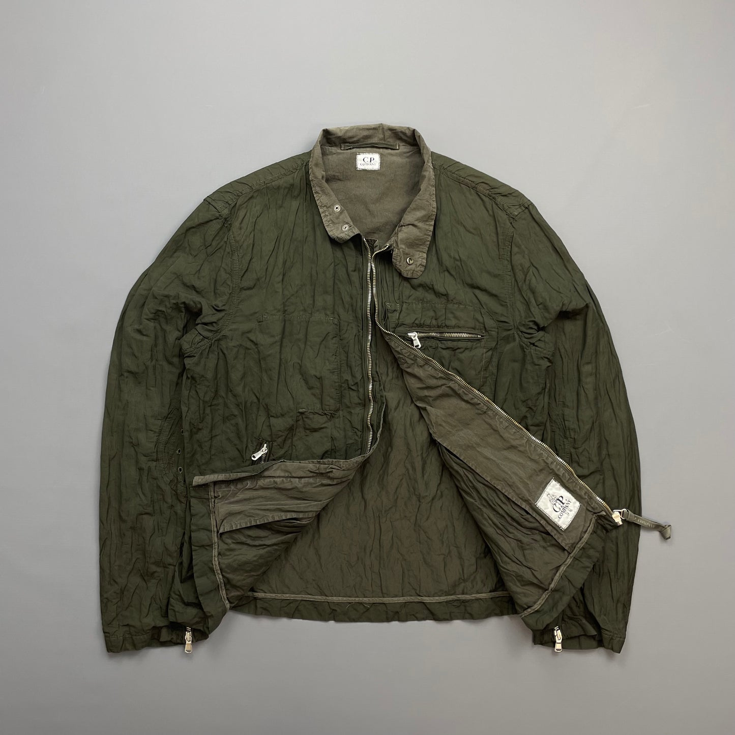 C.P. Company Khaki SS05 Nylon Metal Biker Jacket
