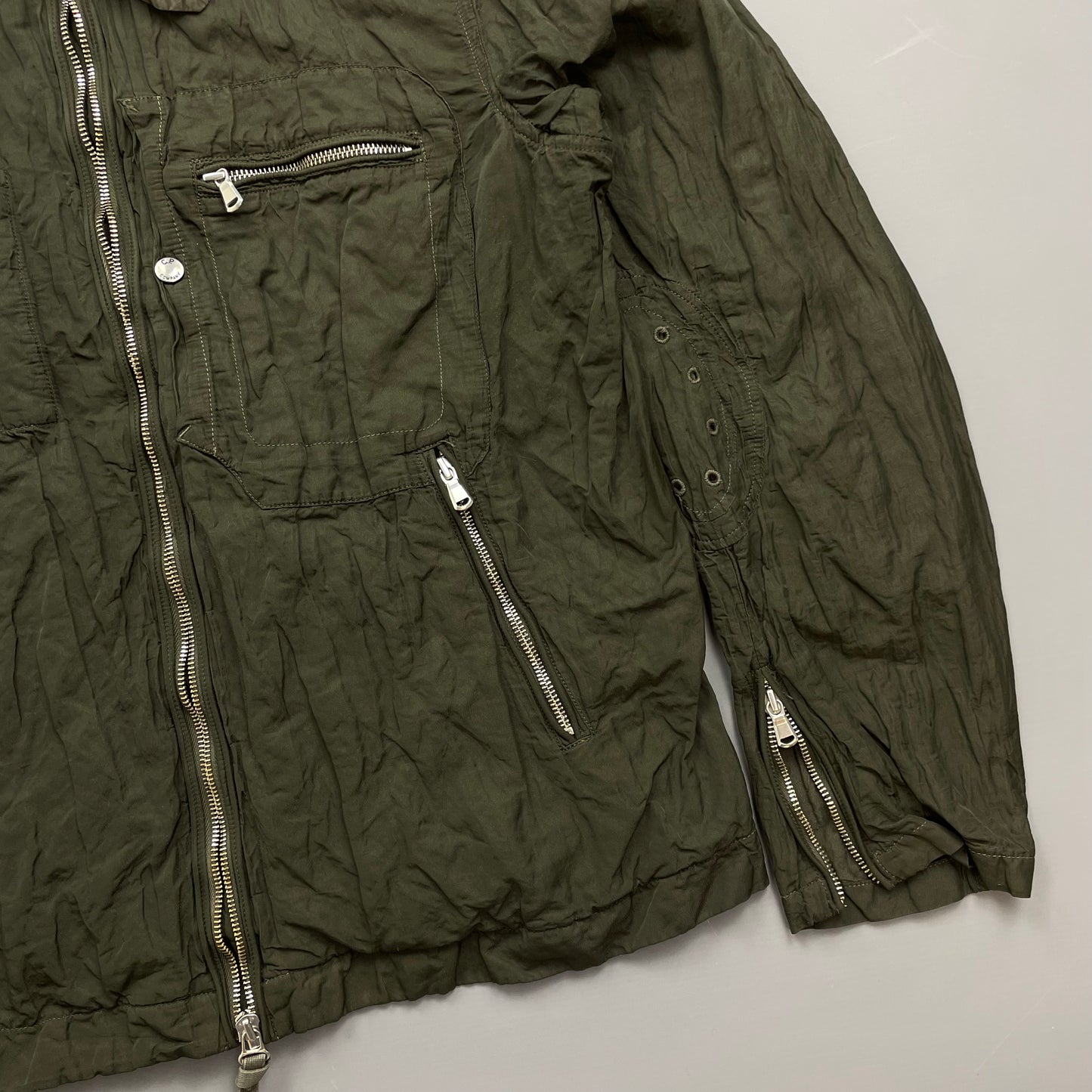 C.P. Company Khaki SS05 Nylon Metal Biker Jacket