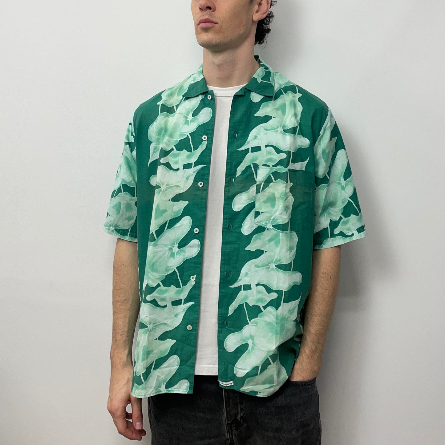 C.P. Company Green 80s Ideas From Massimo Osti Floral Print Short Sleeve Shirt