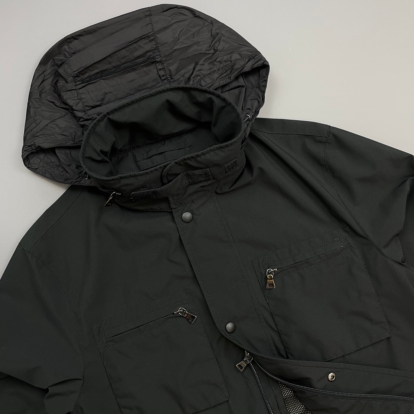 Prada Sport Black 2008 Concealed Hood Field Jacket