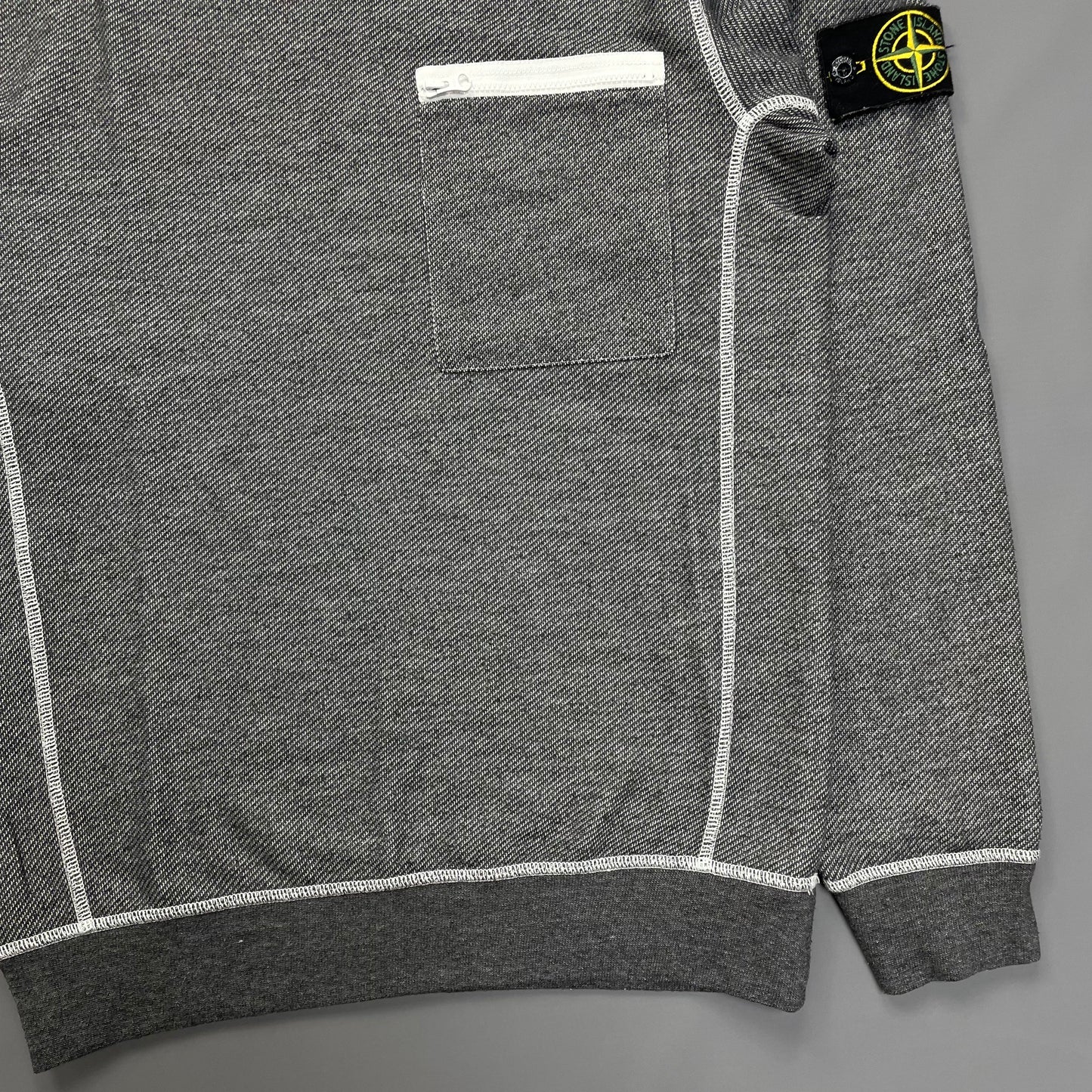 Stone Island Grey Contrast Stitching Jumper