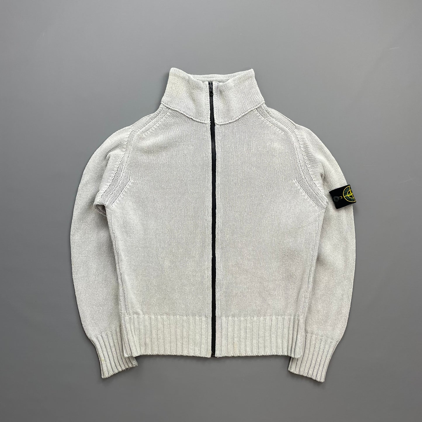 Stone Island Light Blue SS02 Zip-Through Silk Knit Jumper