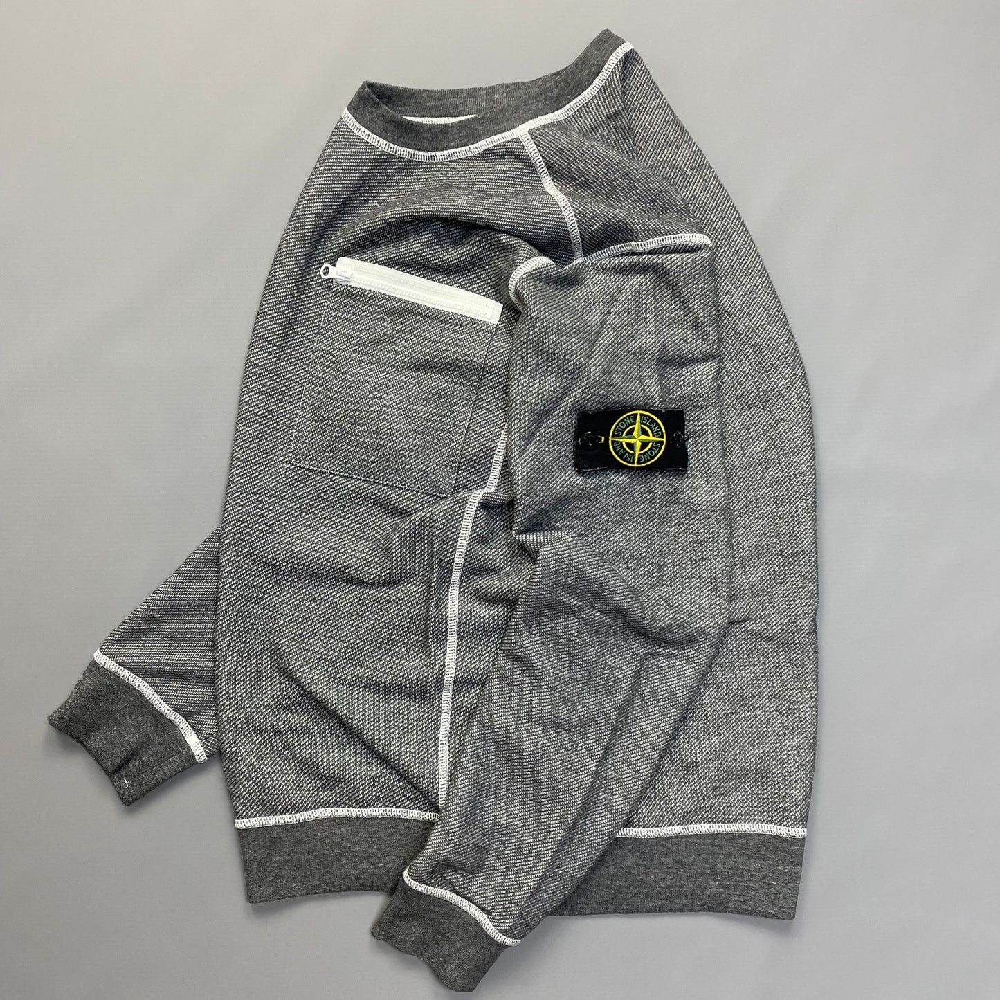 Stone Island Grey Contrast Stitching Jumper