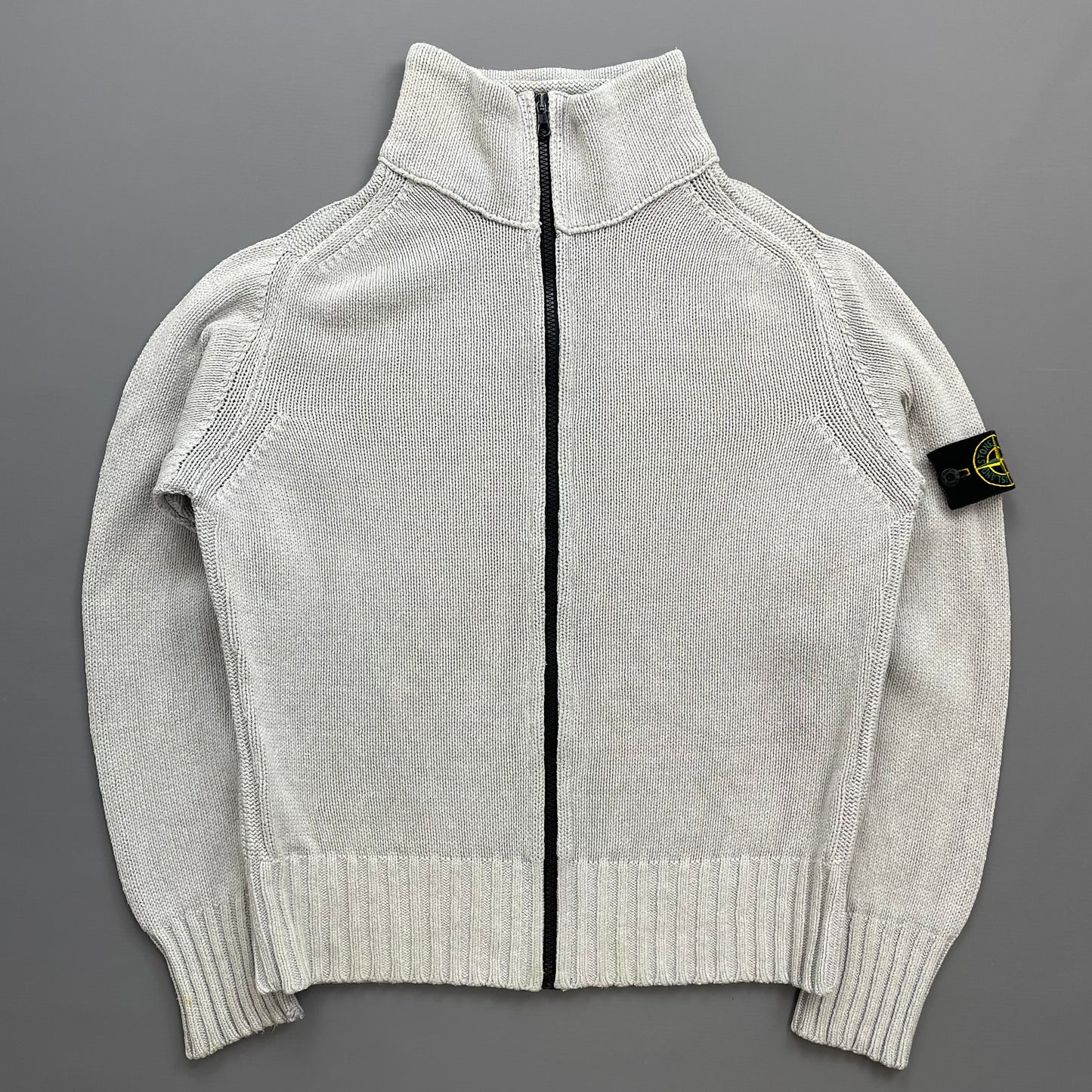 Stone Island Light Blue SS02 Zip-Through Silk Knit Jumper