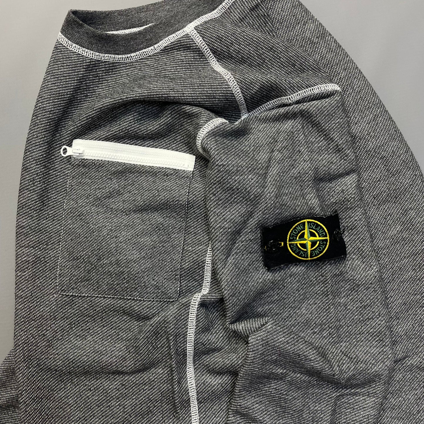 Stone Island Grey Contrast Stitching Jumper