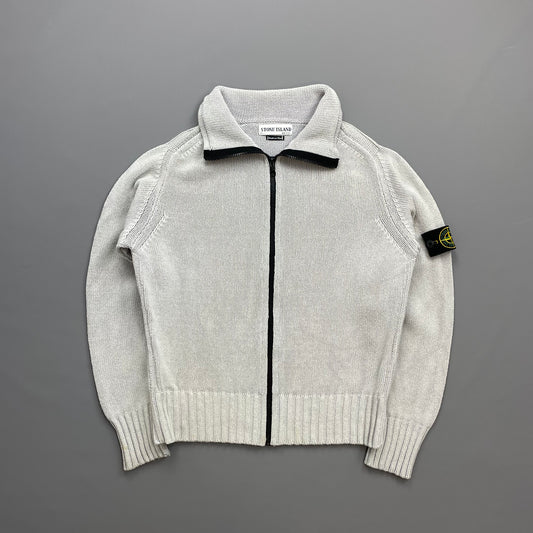 Stone Island Light Blue SS02 Zip-Through Silk Knit Jumper