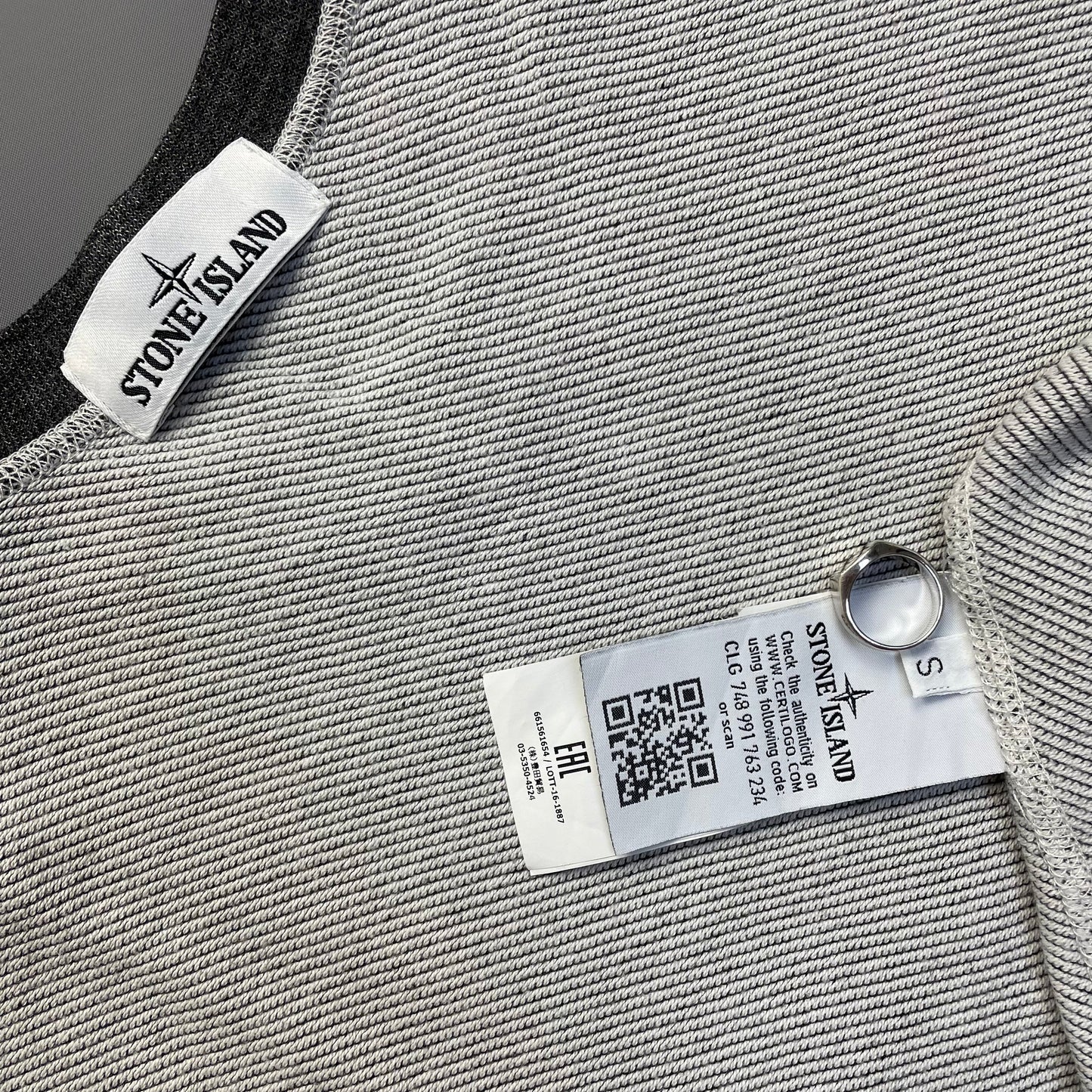 Stone Island Grey Contrast Stitching Jumper