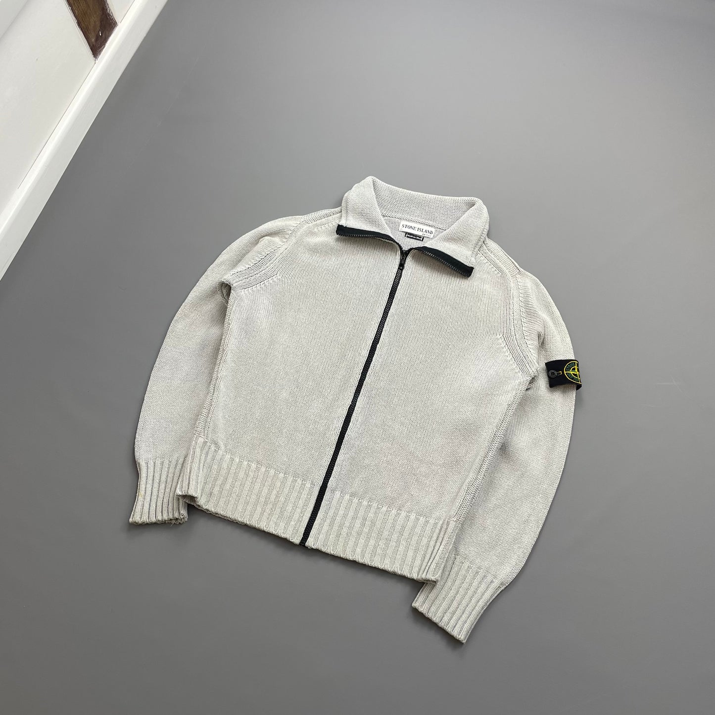 Stone Island Light Blue SS02 Zip-Through Silk Knit Jumper