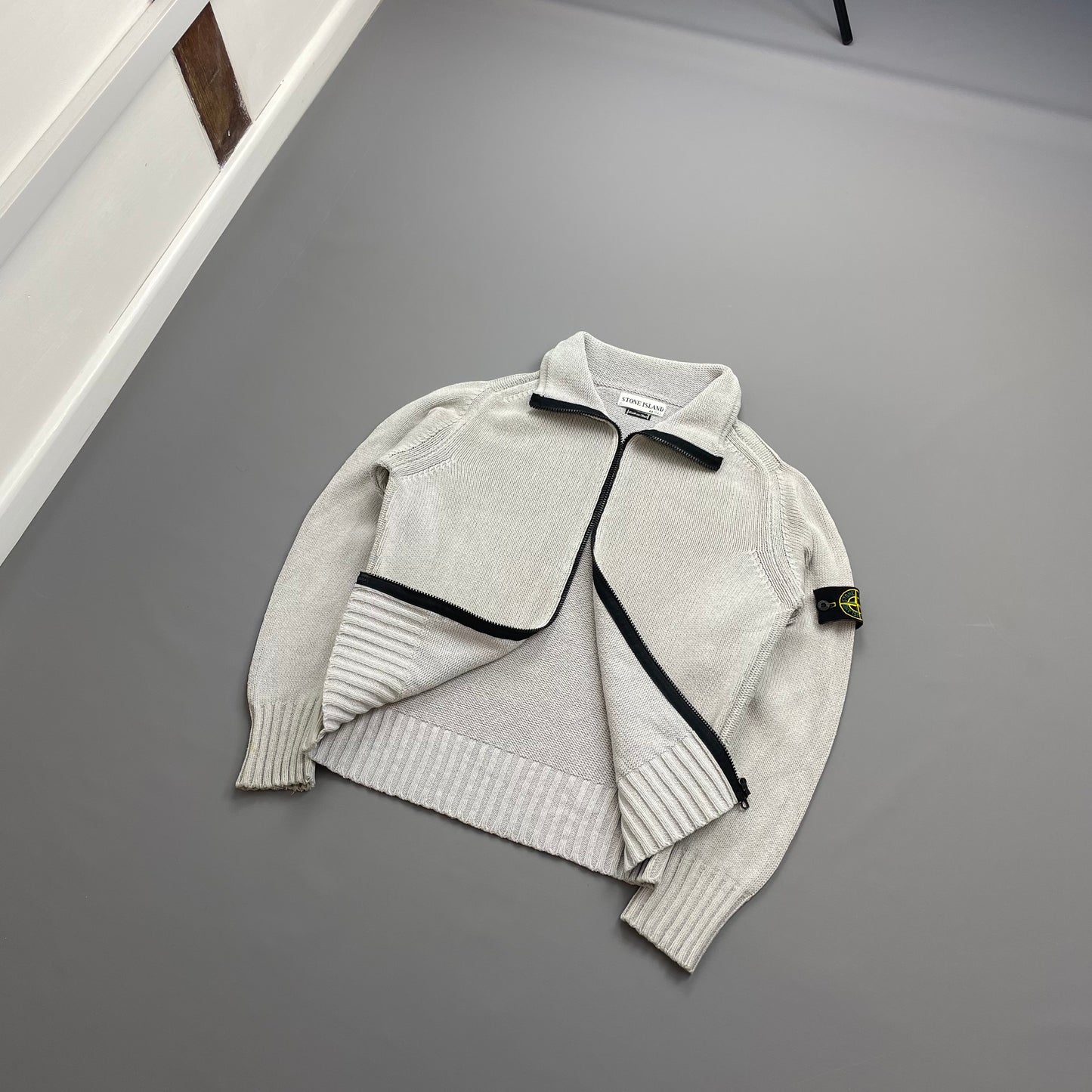 Stone Island Light Blue SS02 Zip-Through Silk Knit Jumper