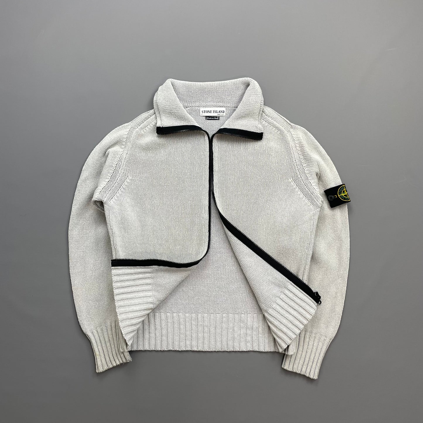 Stone Island Light Blue SS02 Zip-Through Silk Knit Jumper