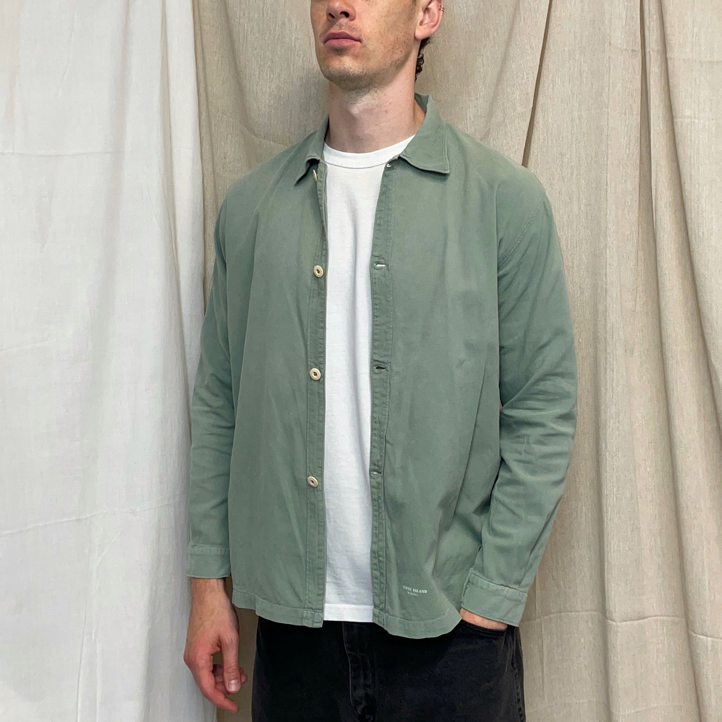 Stone Island Marina Green 1995 Lightweight Cotton Button-Through Shirt