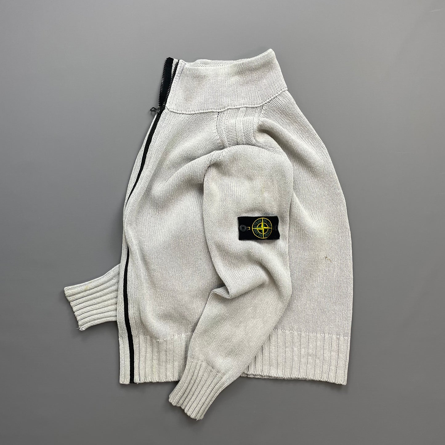 Stone Island Light Blue SS02 Zip-Through Silk Knit Jumper
