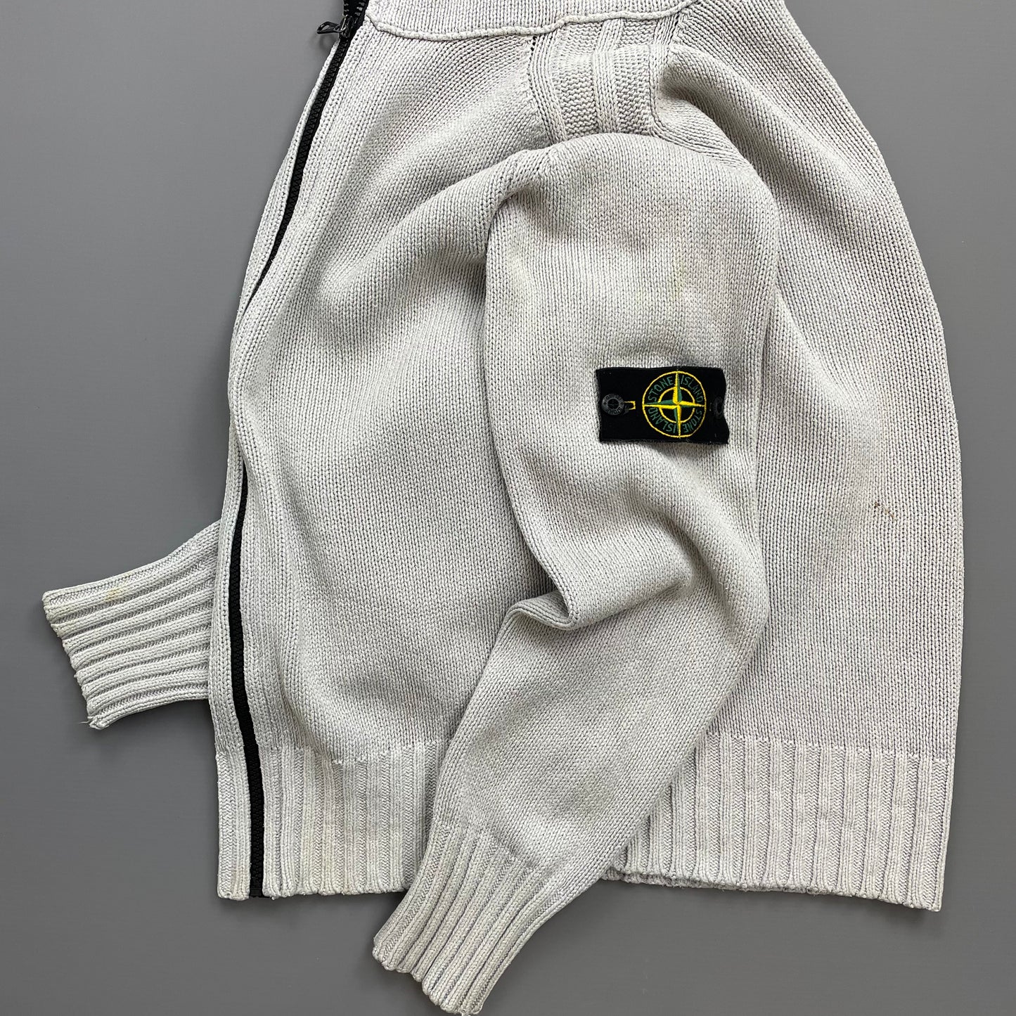 Stone Island Light Blue SS02 Zip-Through Silk Knit Jumper