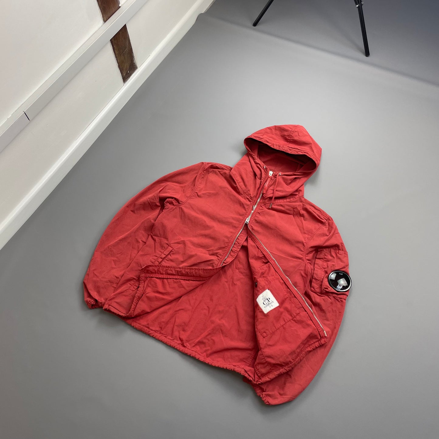 C.P. Company Red Lightweight Hooded Windbreaker Jacket