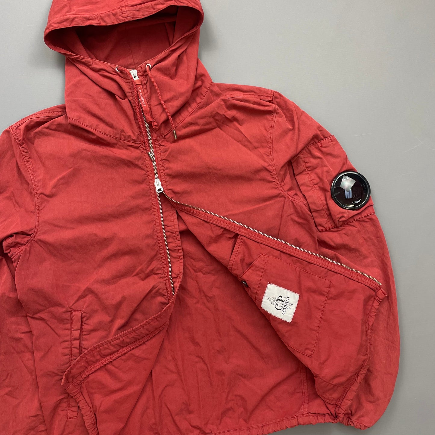 C.P. Company Red Lightweight Hooded Windbreaker Jacket