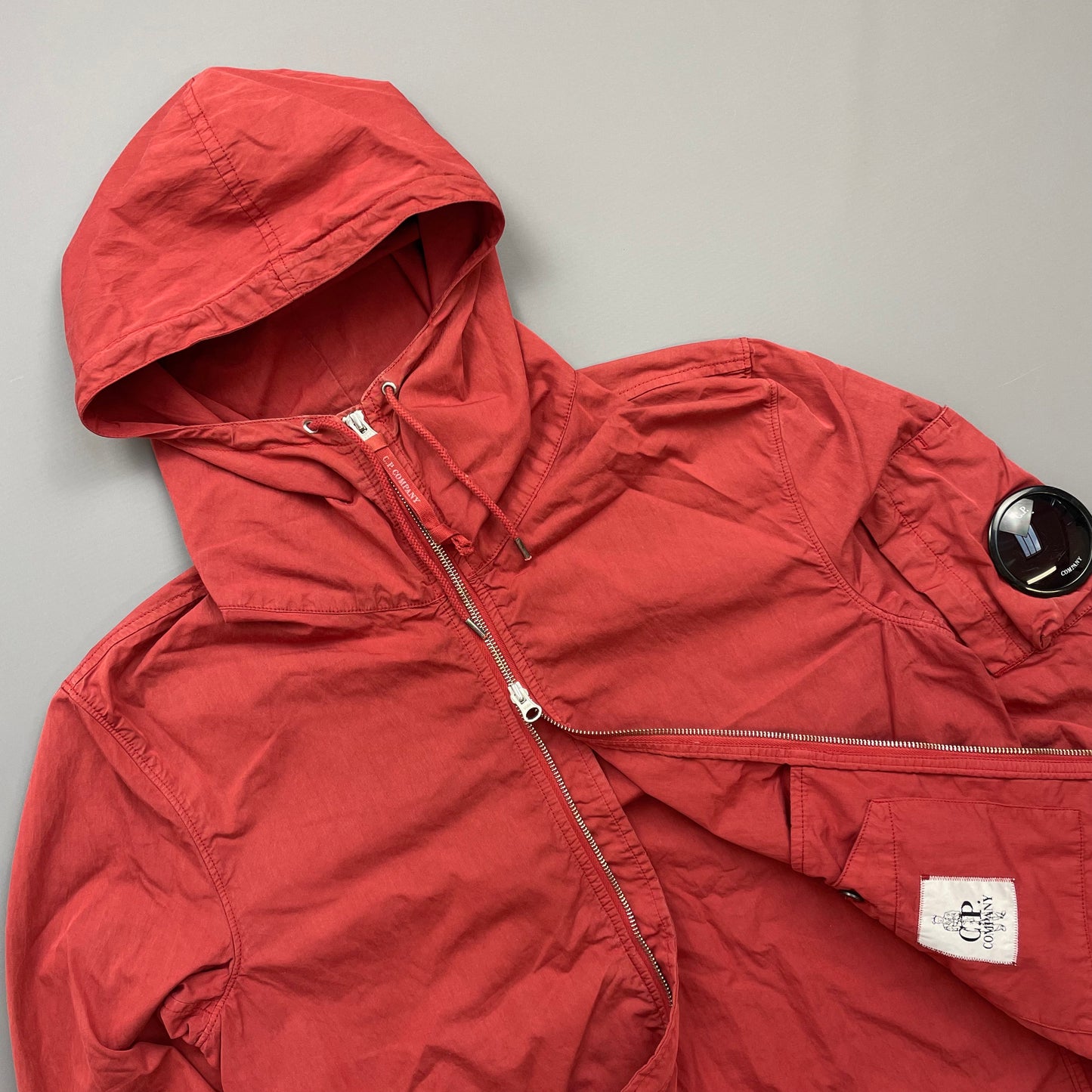 C.P. Company Red Lightweight Hooded Windbreaker Jacket