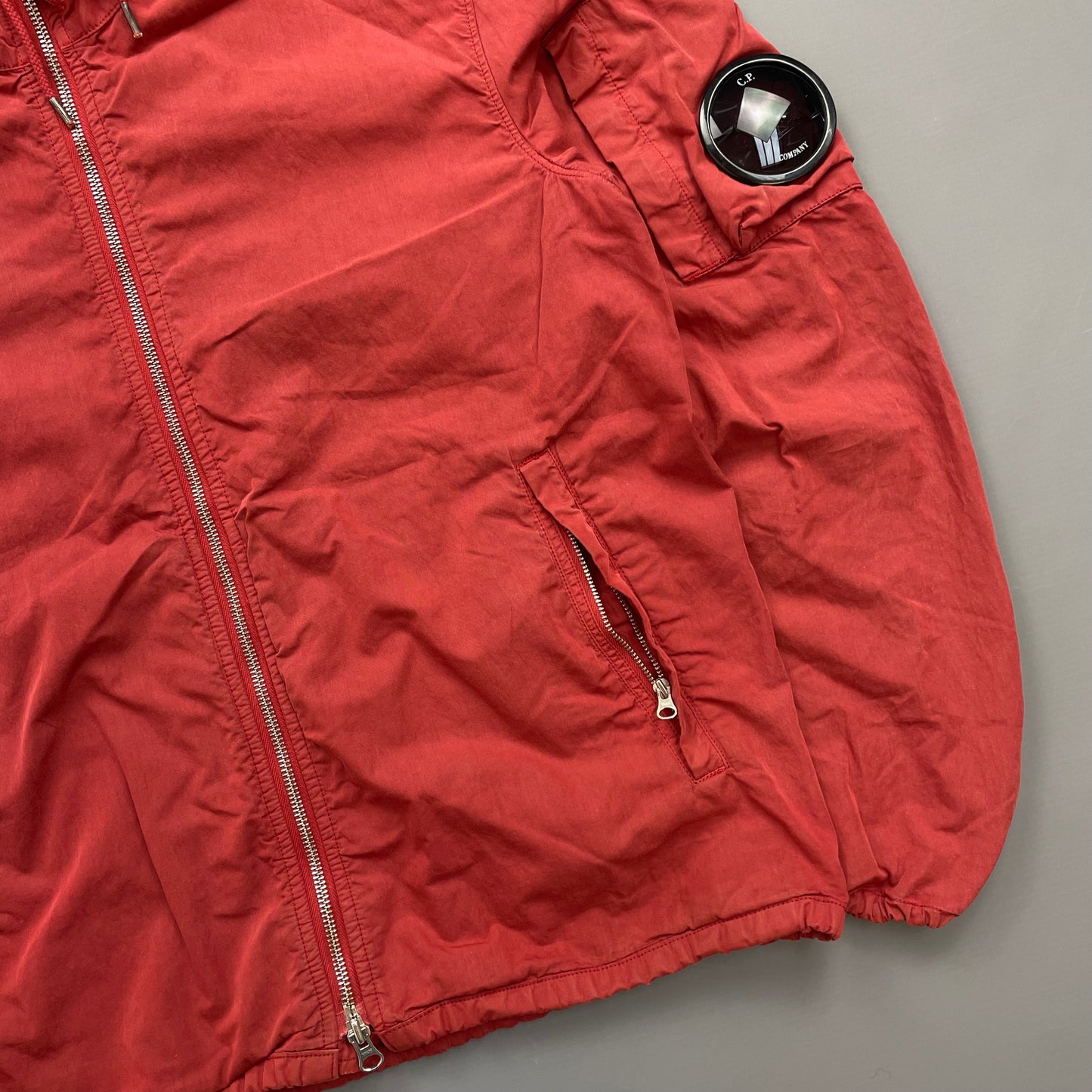C.P. Company Red Lightweight Hooded Windbreaker Jacket
