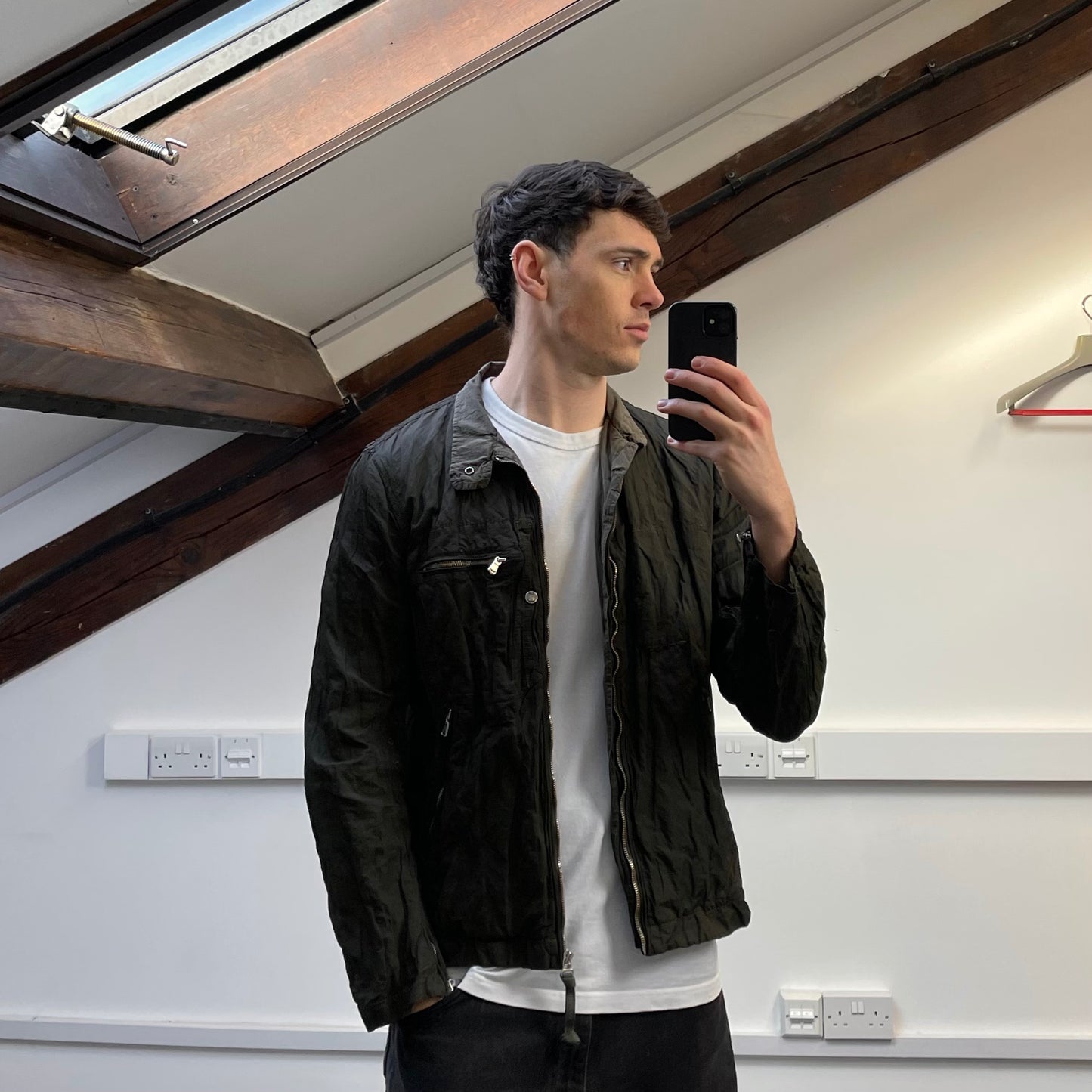 C.P. Company Khaki SS05 Nylon Metal Biker Jacket