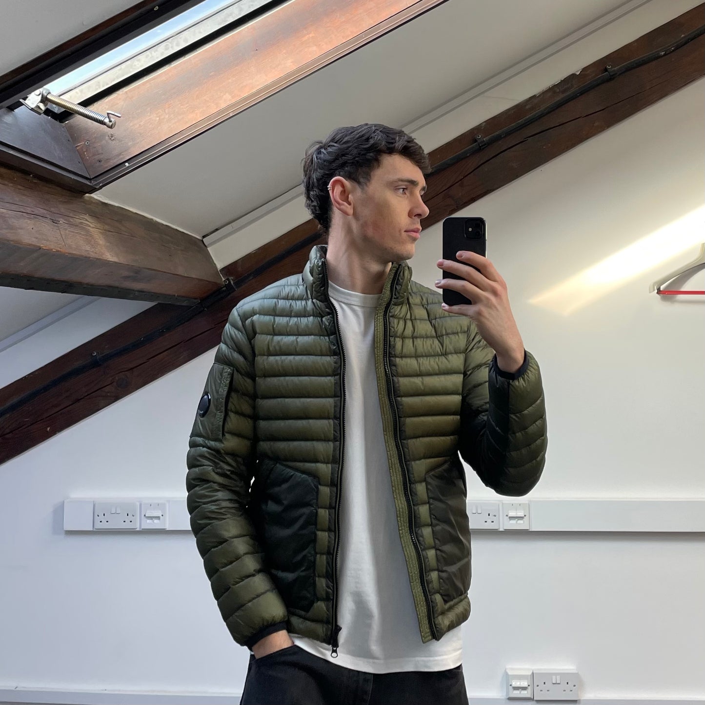 C.P. Company Khaki Green DD Shell Lightweight Puffer Jacket