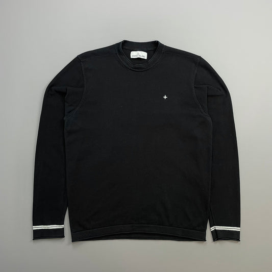 Stone Island Black Chest Emblem Crewneck Knit Jumper