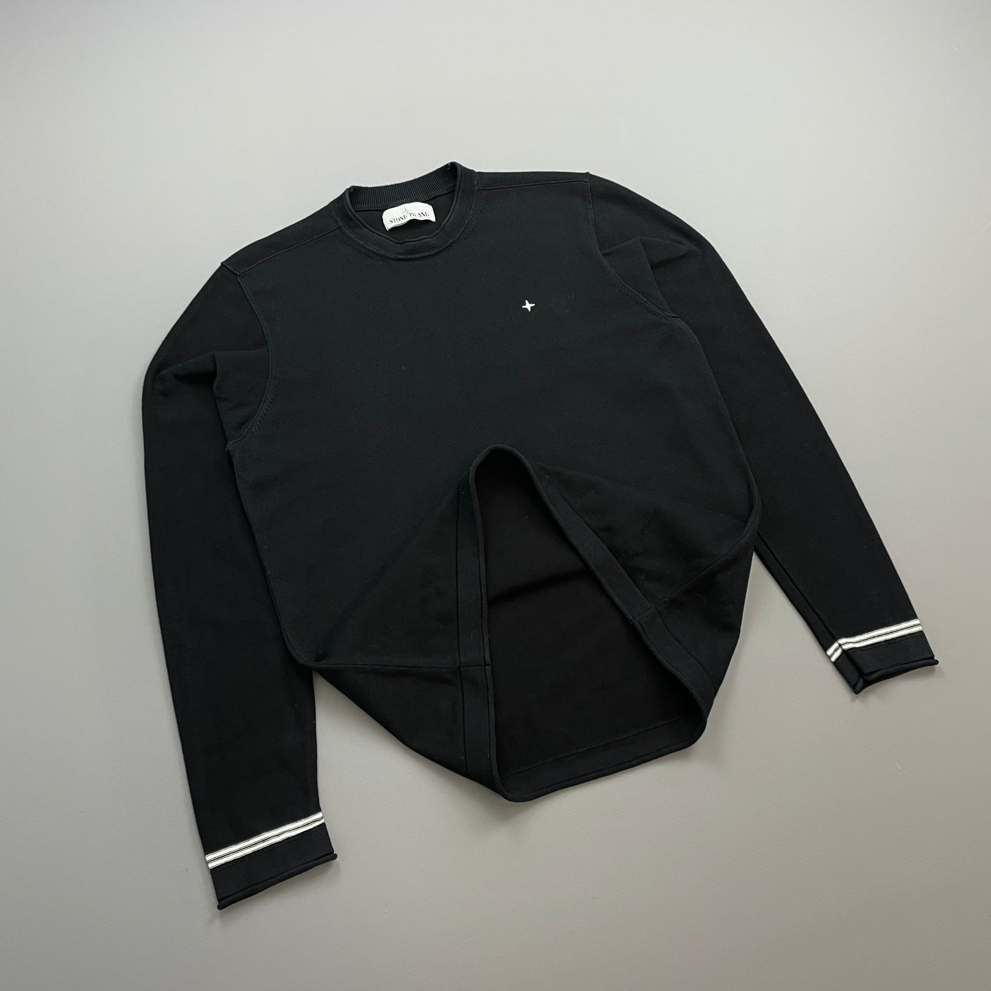 Stone Island Black Chest Emblem Crewneck Knit Jumper