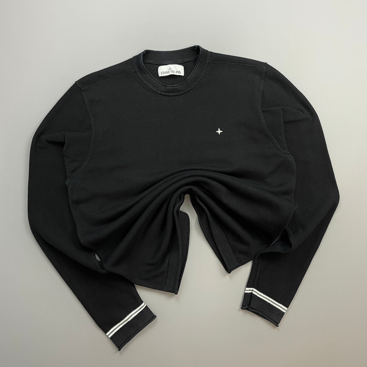 Stone Island Black Chest Emblem Crewneck Knit Jumper
