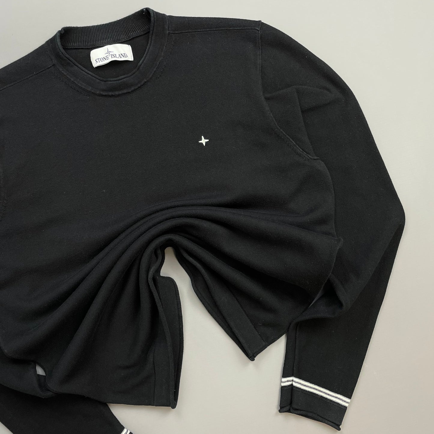 Stone Island Black Chest Emblem Crewneck Knit Jumper