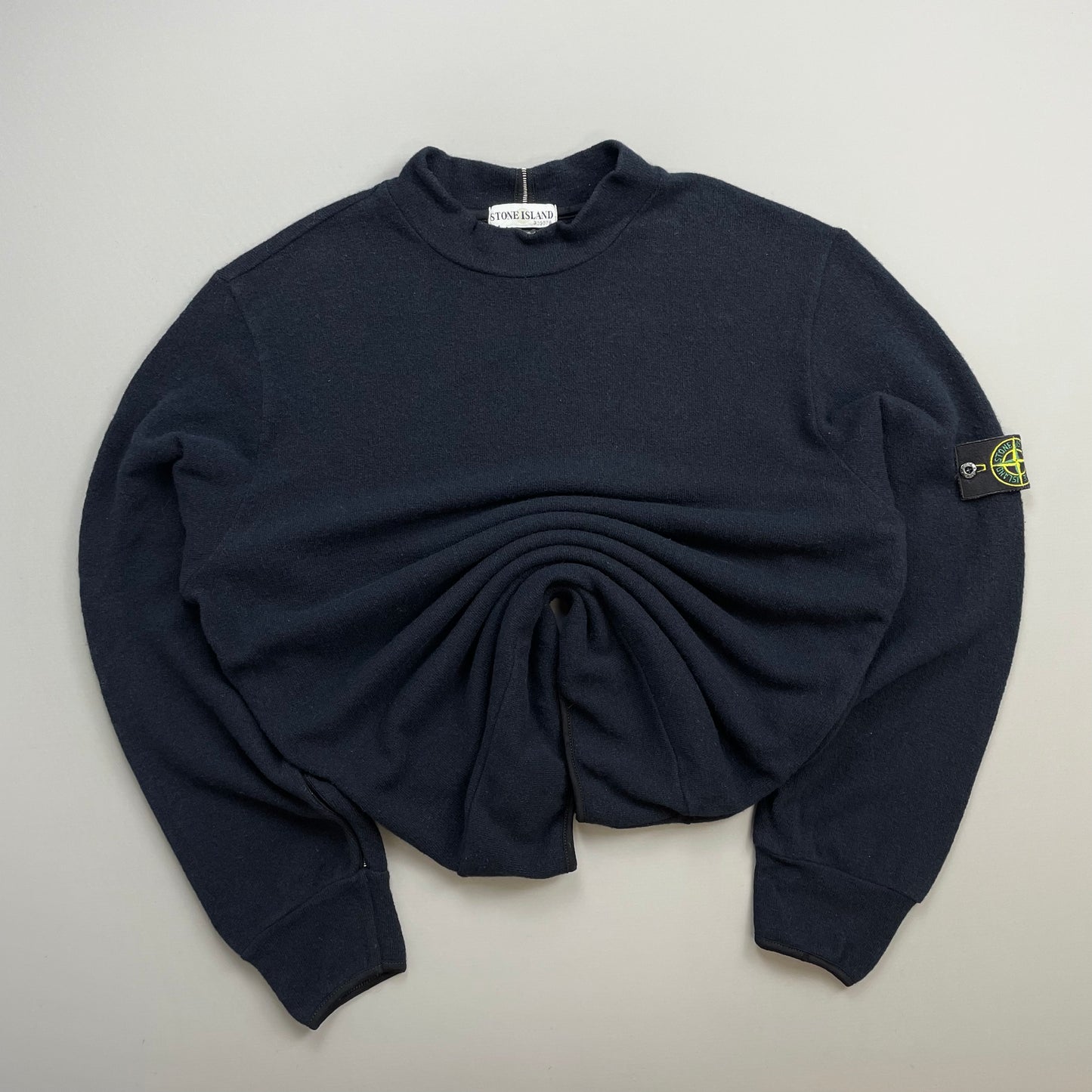 Stone Island Navy AW02 White Stitch Seam Wool Knit Jumper