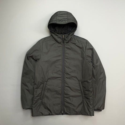 Prada Sport Charcoal Grey 2007 Padded Nylon Hooded Parka Jacket