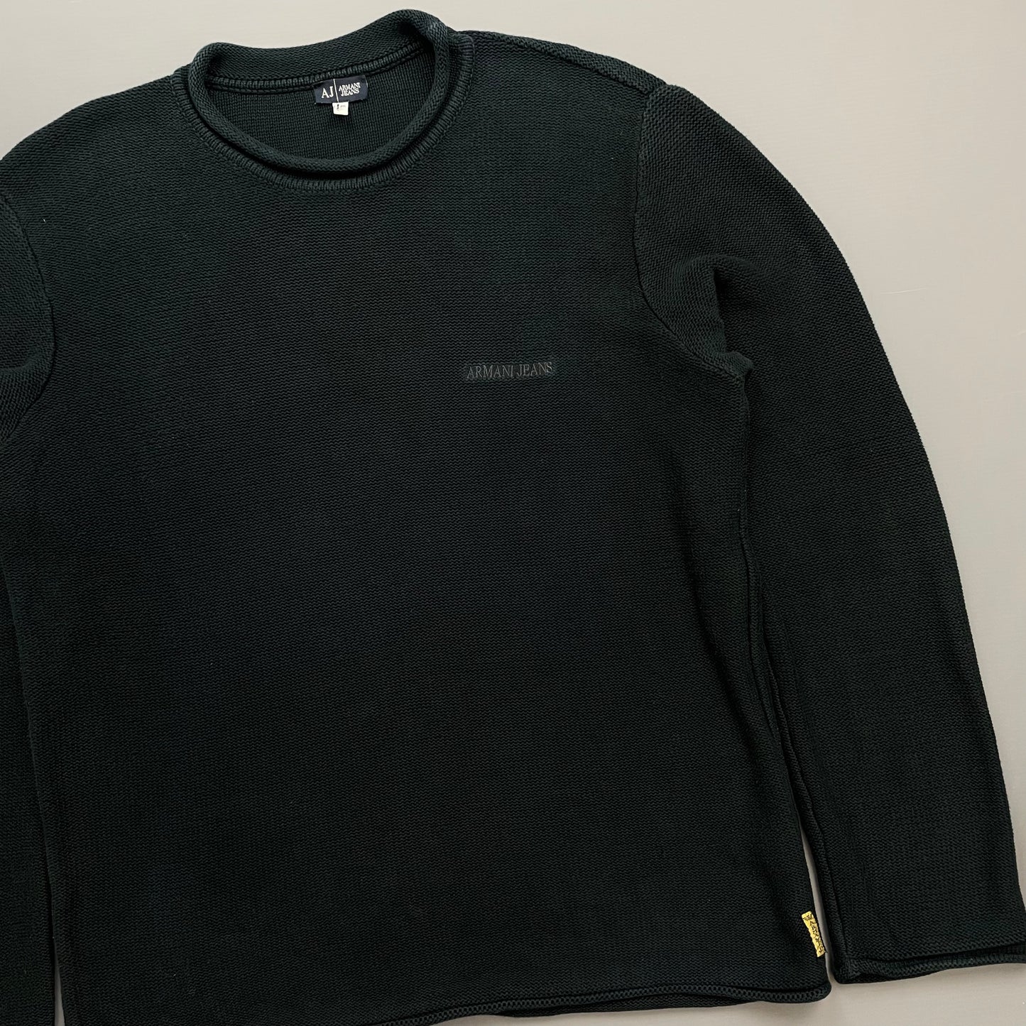 Armani Jeans Black Raw Edge Knit Jumper
