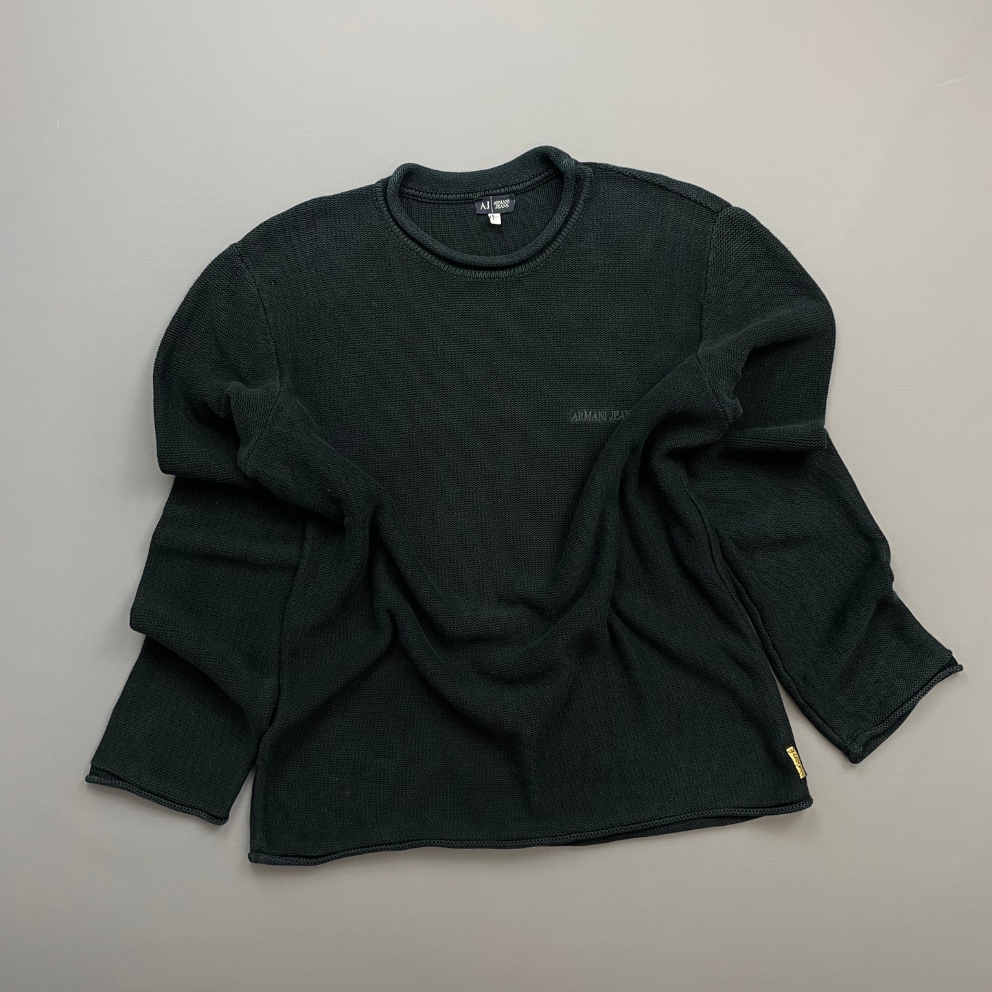 Armani Jeans Black Raw Edge Knit Jumper