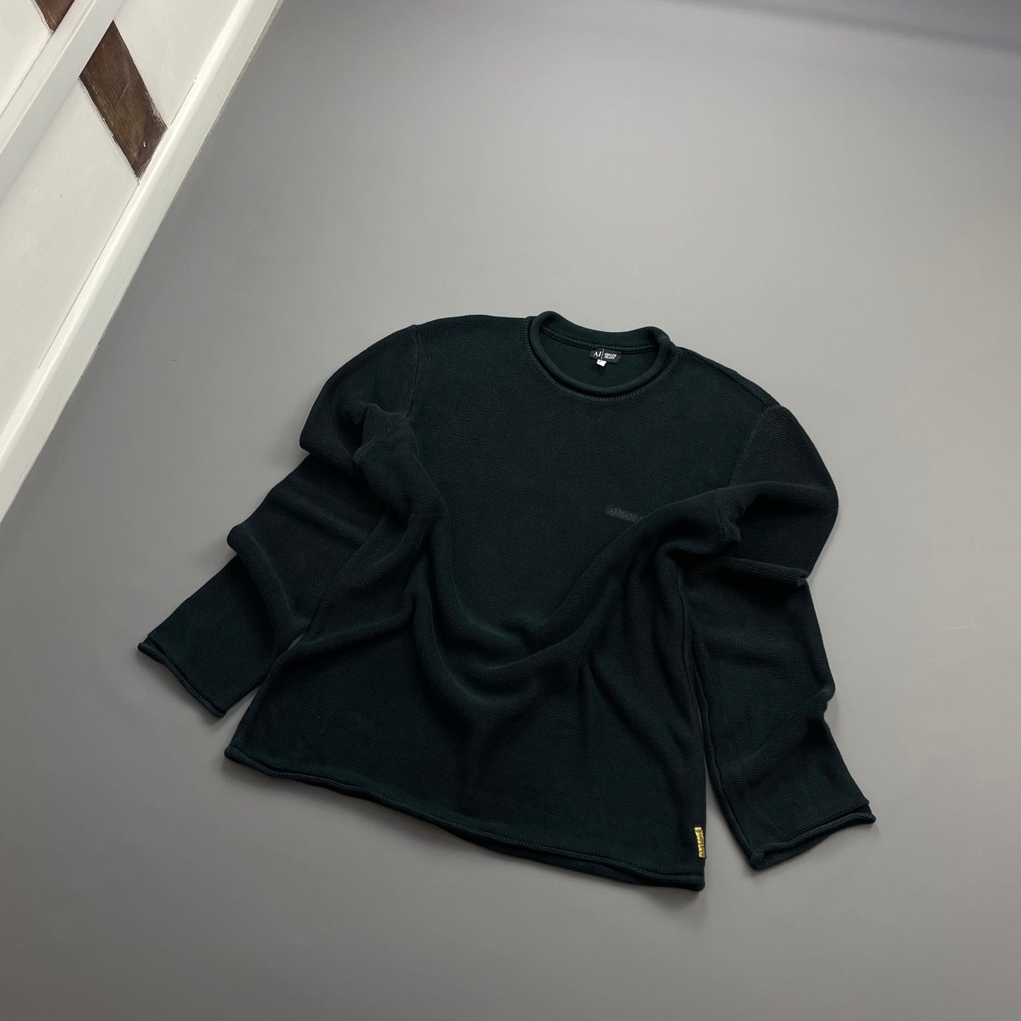 Armani Jeans Black Raw Edge Knit Jumper