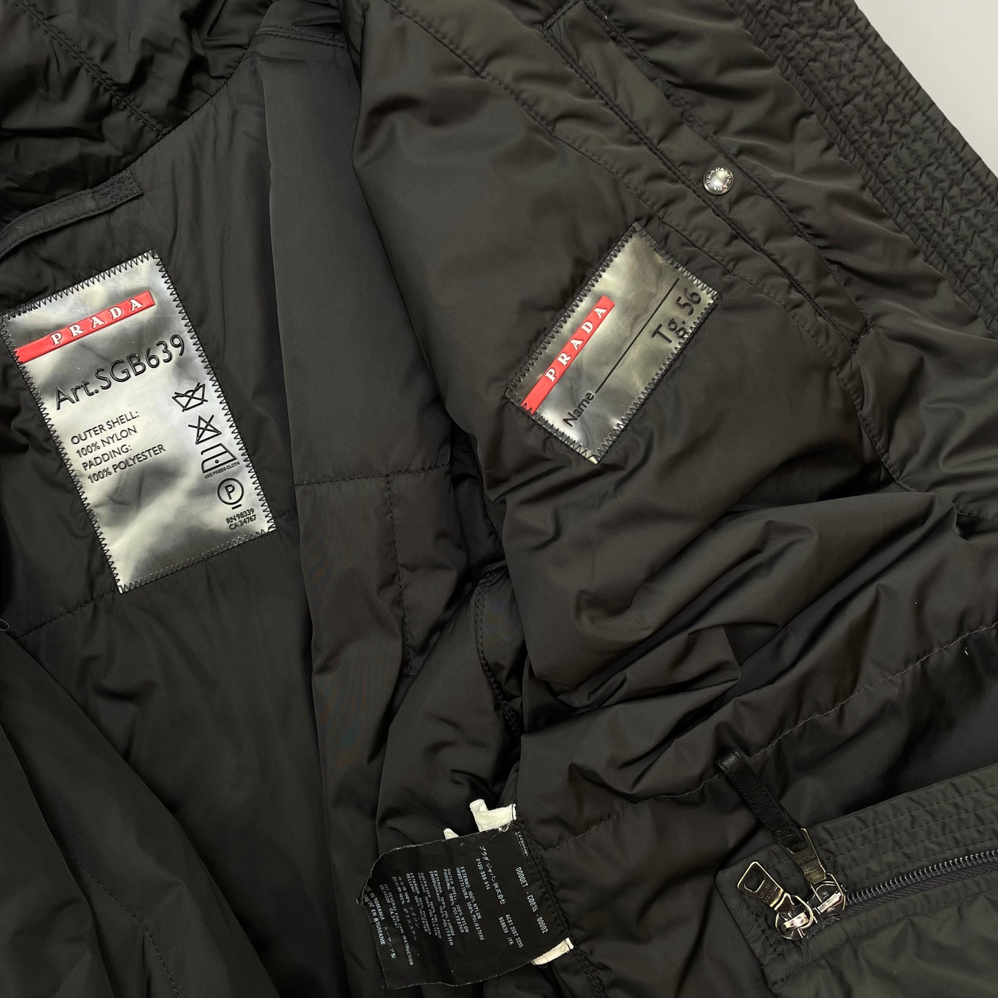 Prada Sport Charcoal Grey 2007 Padded Nylon Hooded Parka Jacket