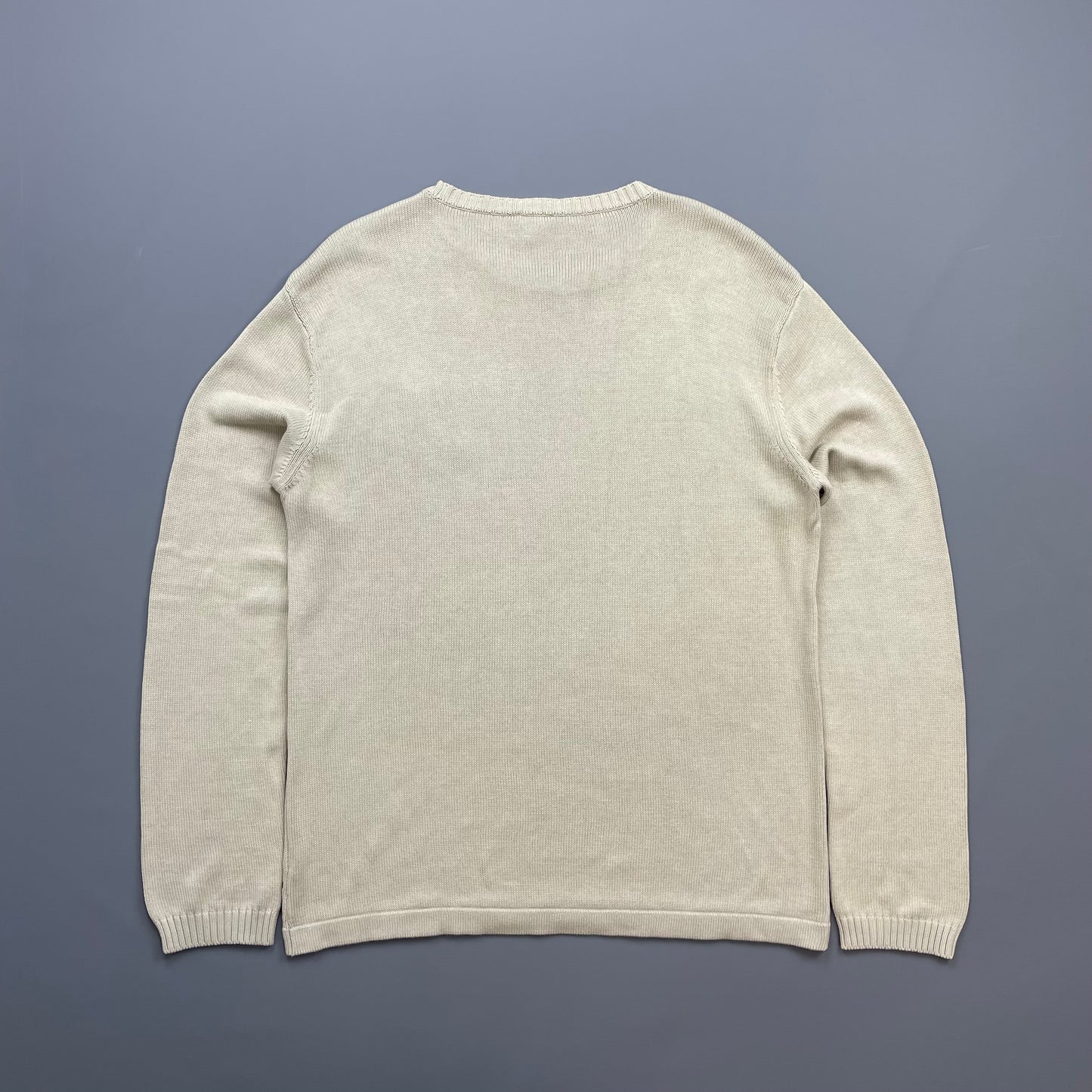 Armani Jeans Beige Lightweight Crewneck Knit Jumper