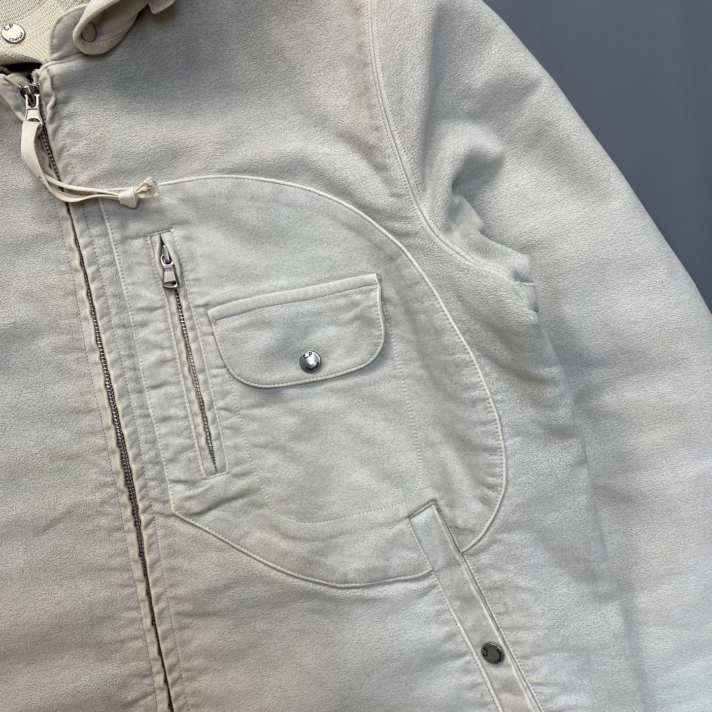 C.P. Company Hand Painted Vintage White Moleskin Archive Goggle Jacket AW04