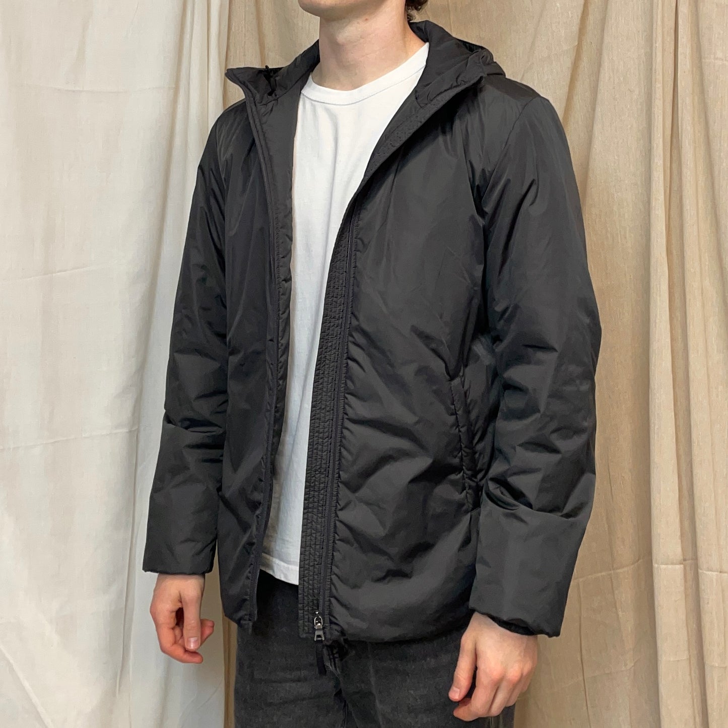 Prada Sport Charcoal Grey 2007 Padded Nylon Hooded Parka Jacket