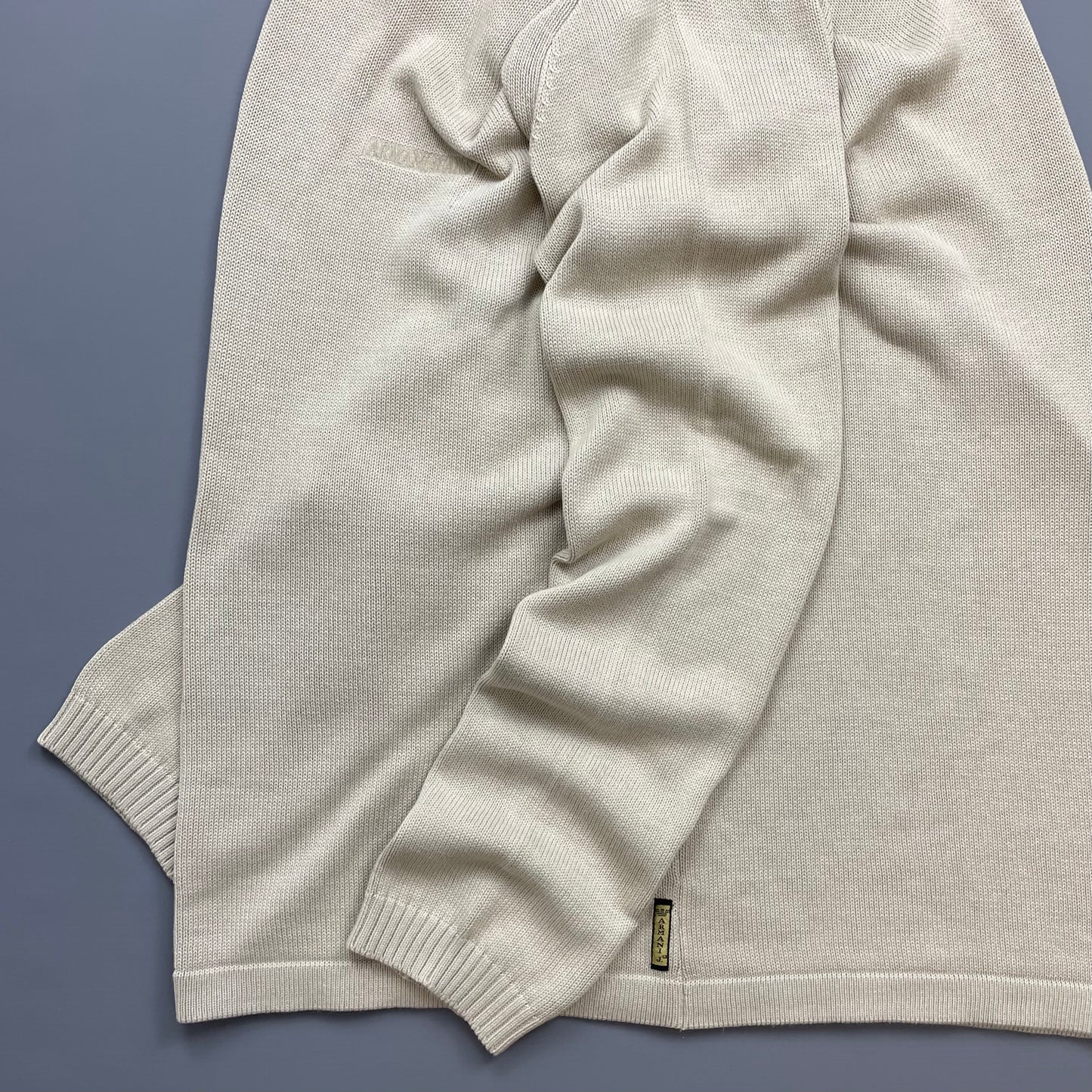 Armani Jeans Beige Lightweight Crewneck Knit Jumper