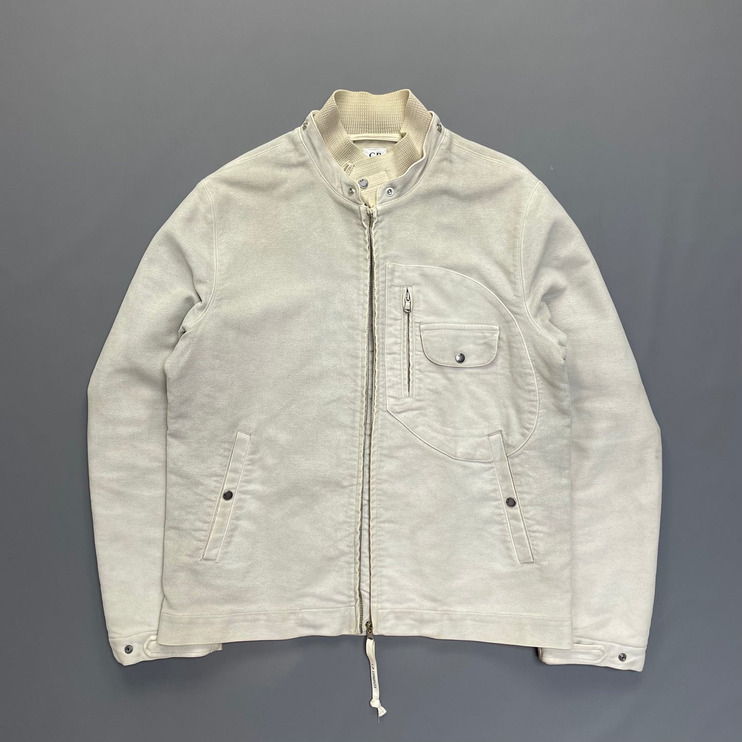 C.P. Company Hand Painted Vintage White Moleskin Archive Goggle Jacket AW04