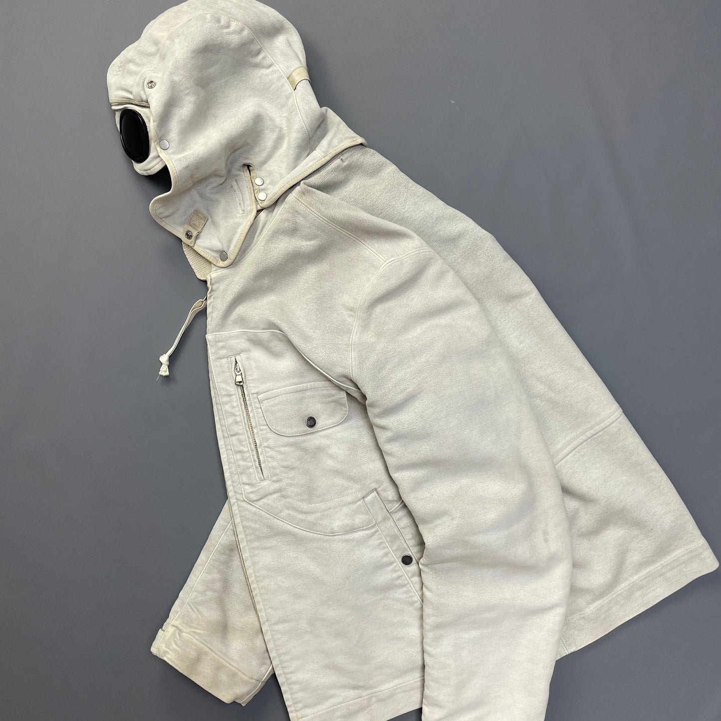 C.P. Company Hand Painted Vintage White Moleskin Archive Goggle Jacket AW04