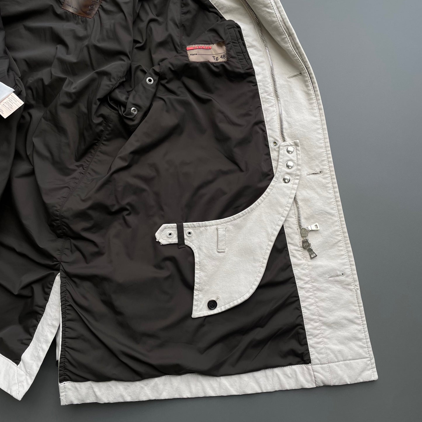 Prada Sport Cream White 00s Cotton Technical Trench Coat