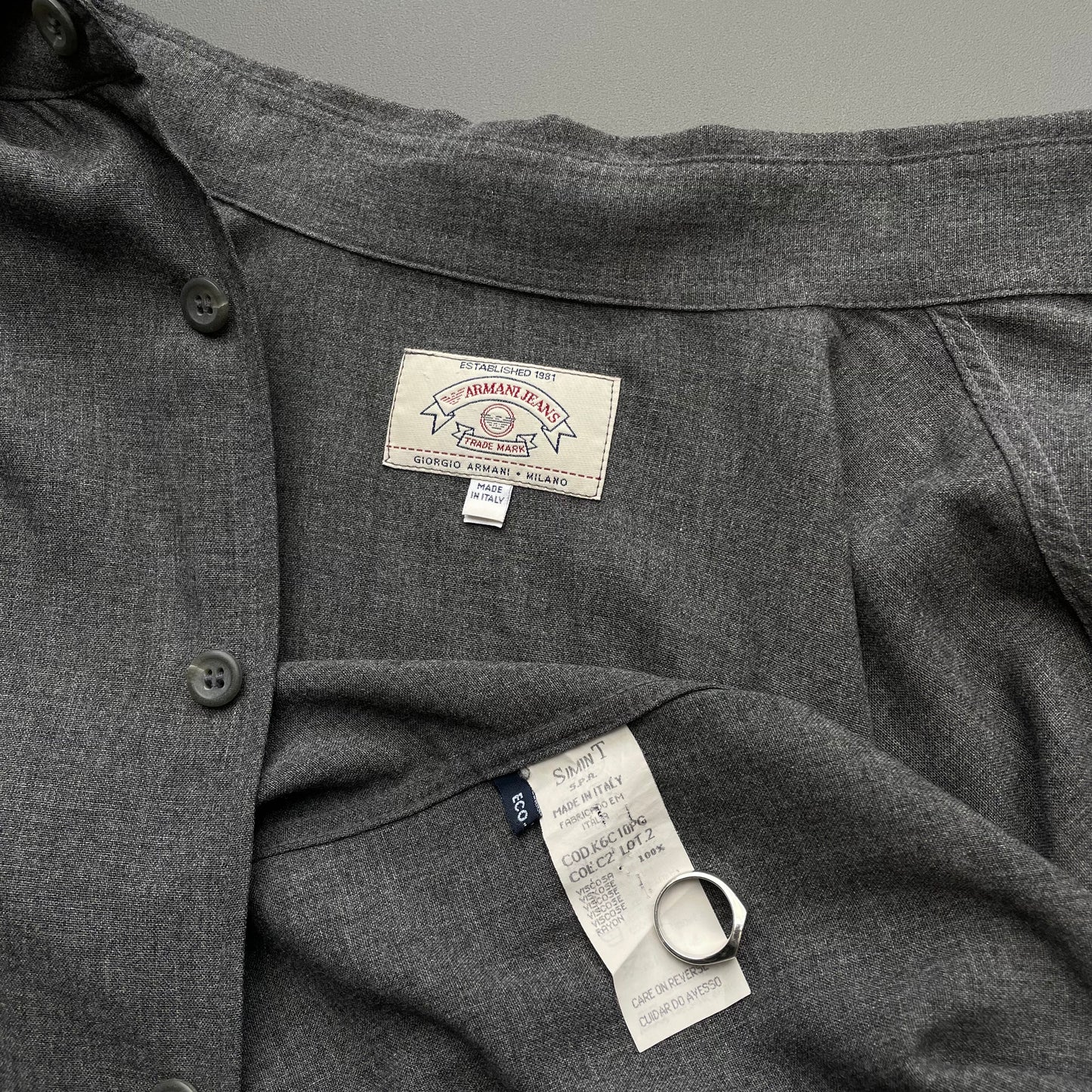 Armani Jeans Grey 90s Drape Shirt