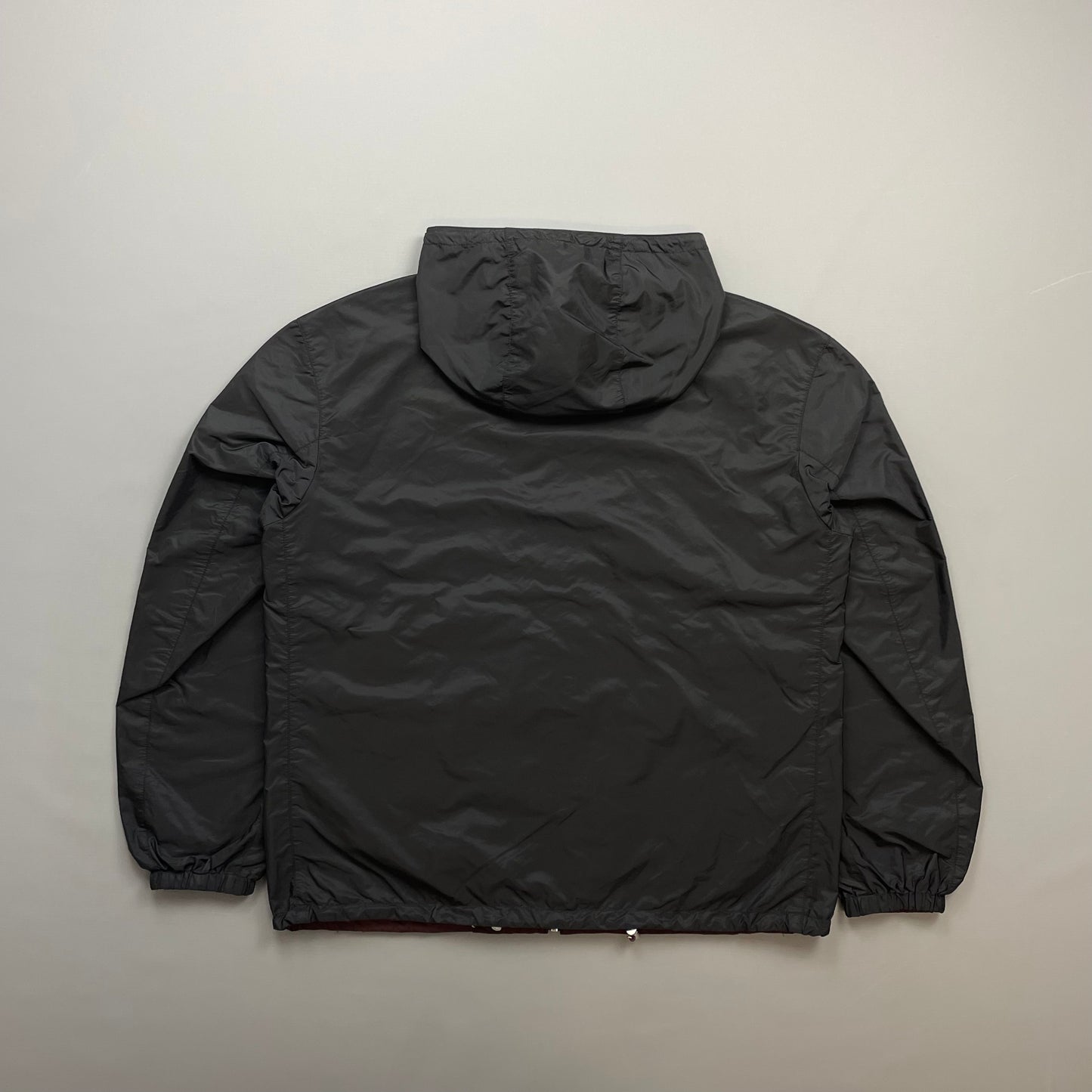 Prada Maroon & Black Reversible Lightweight Nylon Windbreaker Jacket