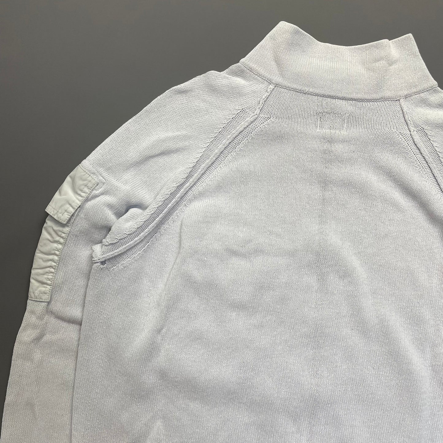 CP Company White Technical Knit Panel Pocket & Lens Jumper