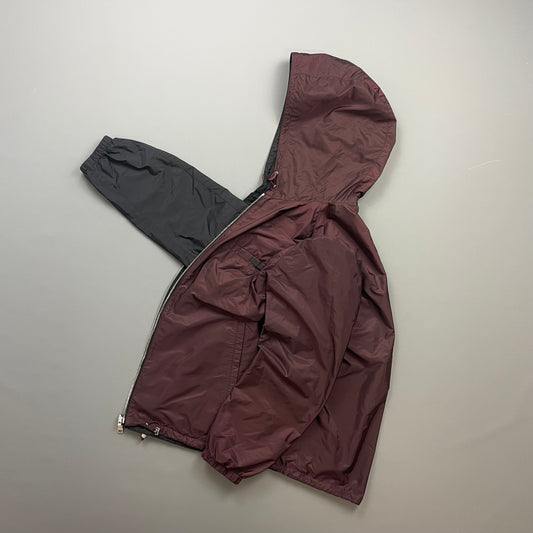 Prada Maroon & Black Reversible Lightweight Nylon Windbreaker Jacket