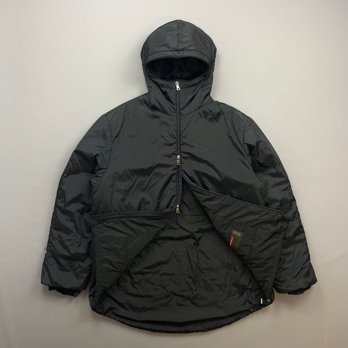 Prada Sport Black AW99 Nylon Padded Technical Packable Harness Backback Jacket