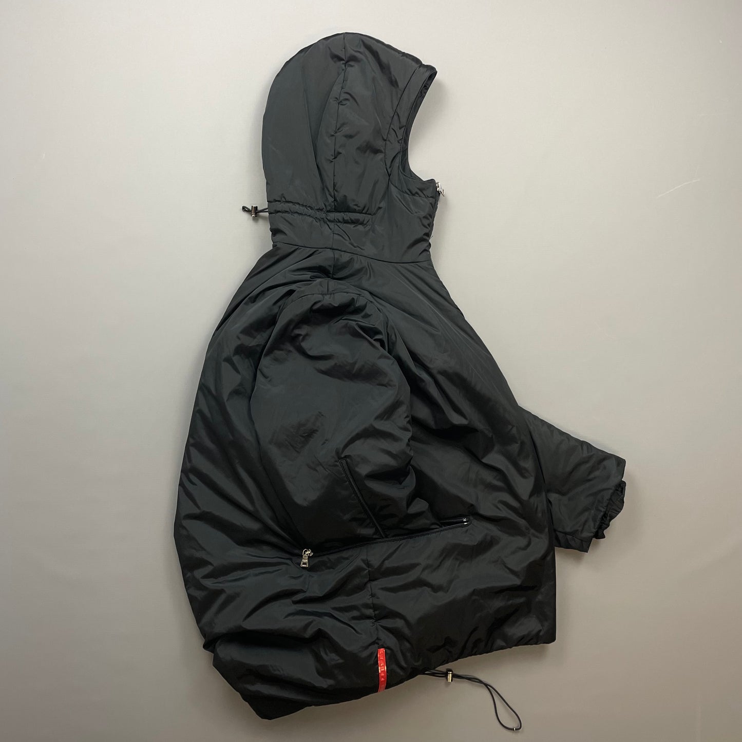 Prada Sport Black AW99 Nylon Padded Technical Packable Harness Backback Jacket