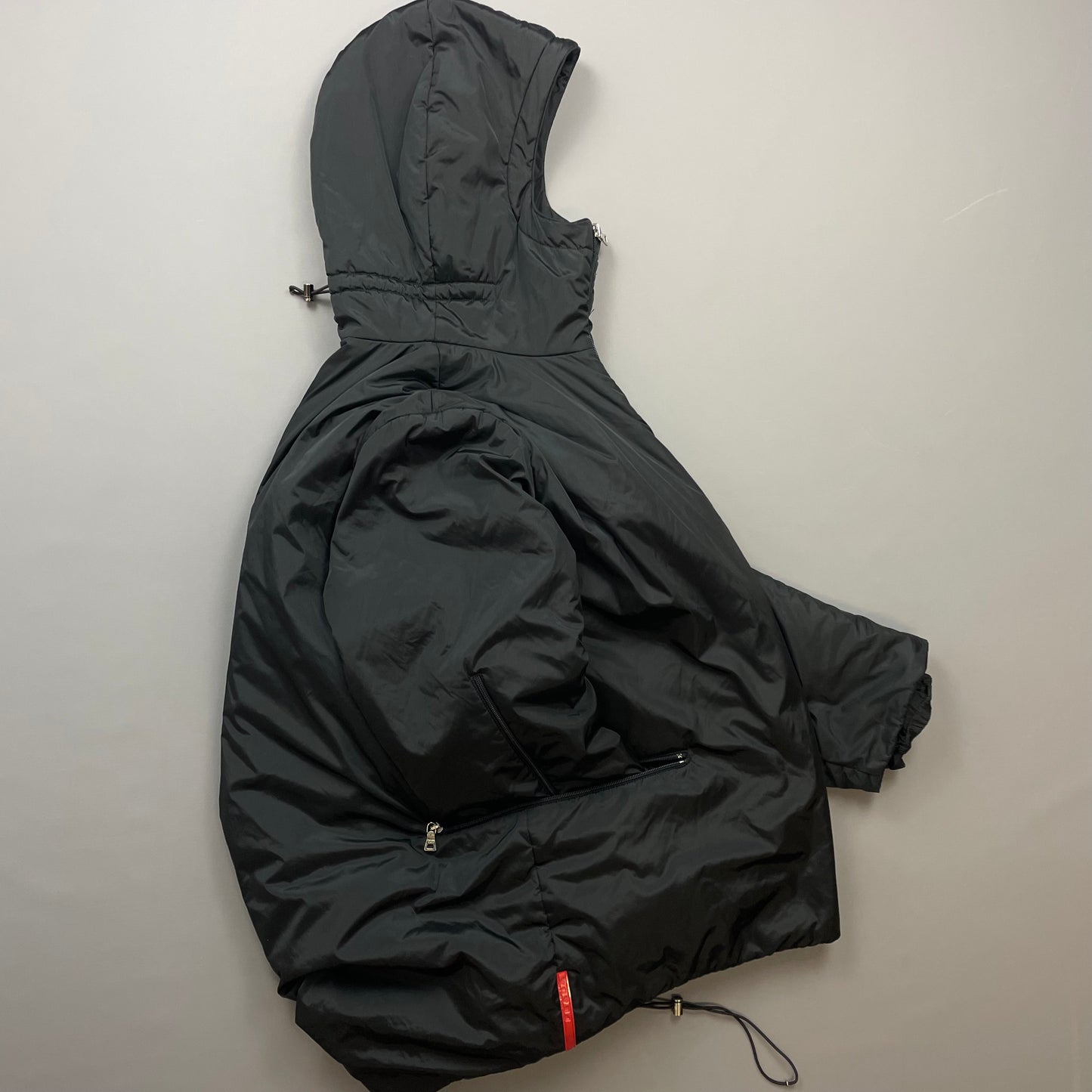 Prada Sport Black AW99 Nylon Padded Technical Packable Harness Backback Jacket